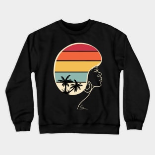 Retro Afro Sunset | Black Woman Afro Art Crewneck Sweatshirt